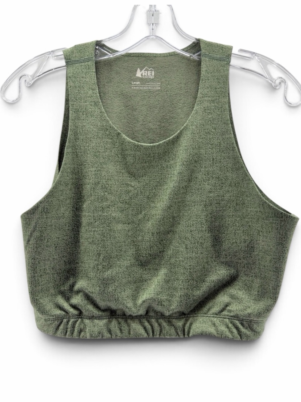 REI Co-op Olive Green Cropped Tank Sports Bra Size Large